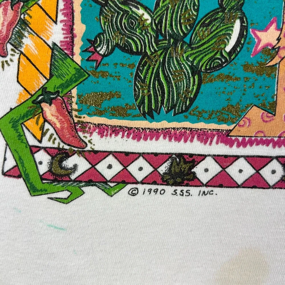 Vintage R Mullins‎ Shirt Mens Large Art Tee Western Coyote Single Stitch White - Picture 5 of 10